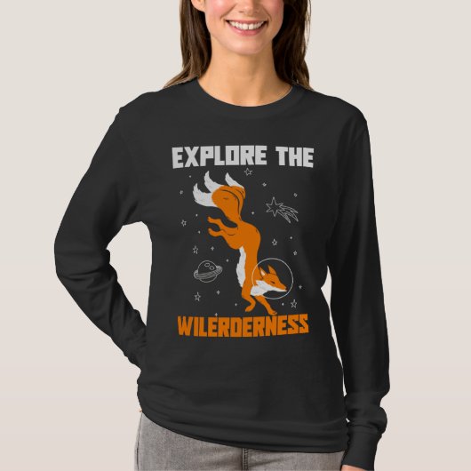 Explore The Wilderness Space Astronaut Fox T-shirt (Voorkant)