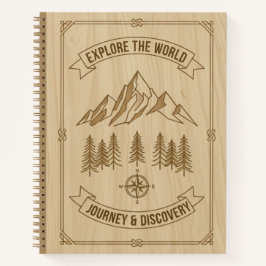 Explore the World Journey Discovery Wood Journal Notitieboek