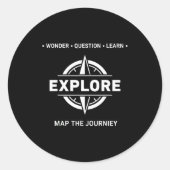 Explore Wonder Question Learn Map The Journey Ronde Sticker (Voorkant)