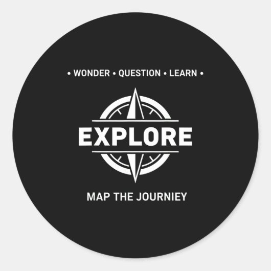 Explore Wonder Question Learn Map The Journey  Ronde Sticker (Voorkant)