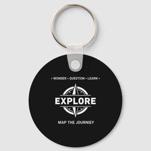 Explore Wonder Question Learn Map The Journey Sleutelhanger (Voorkant)