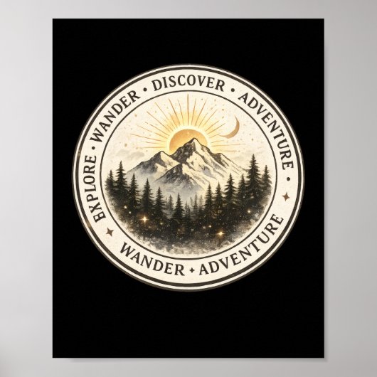 Exploreer Wandel Ontdek Berg Poster Kunstprint (Voorkant)