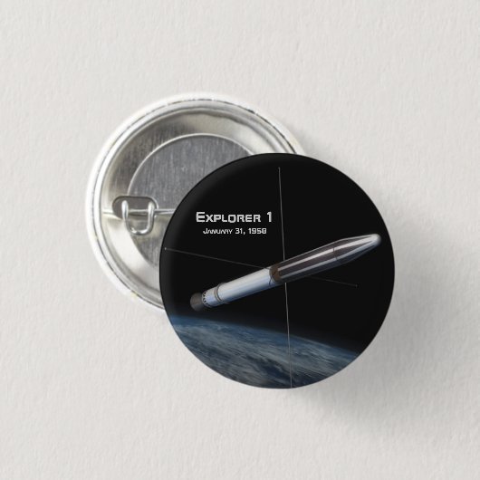 Explorer 1 Earth Satellite Ronde Button 3,2 Cm (Voorkant /achterkant)