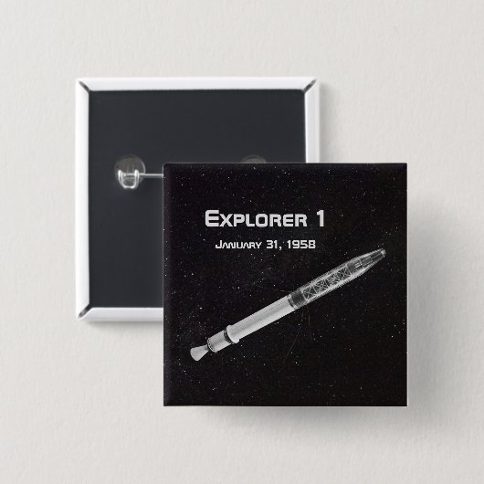 Explorer 1 Satellite Vierkante Button 5,1 Cm (Voorkant /achterkant)