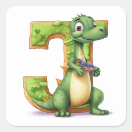 Explorer Dragon en de letter J Vierkante Sticker