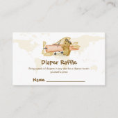 Explorer Map Airplane Diaper Raffle Baby Shower  Informatiekaartje (Voorkant)