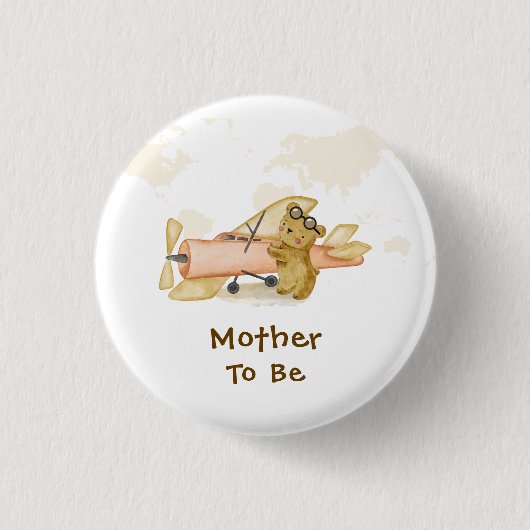 Explorer Map Airplane Mother To Be Baby Shower  Ronde Button 3,2 Cm (Voorkant)