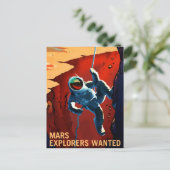  "Explorers Gezochte" Mars-rekrutering Briefkaart (Staand voorkant)