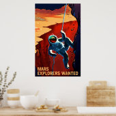 "Explorers Gezochte" Mars-rekrutering Poster (Keuken)