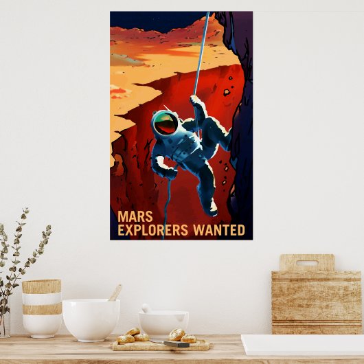 "Explorers Gezochte" Mars-rekrutering Poster (Keuken)