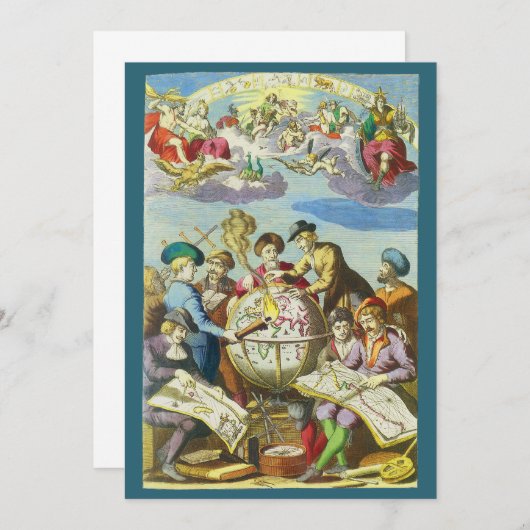  Explorers met de Kaart van het Antiek Wereldbol,  (Voorkant / Achterkant)