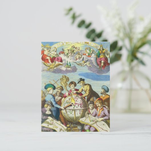 Explorers met de Kaart van het Antiek Wereldbol, (Staand voorkant)