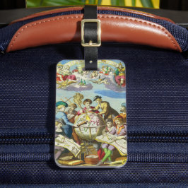  Explorers met de Kaart van het Antiek Wereldbol,  Bagagelabel