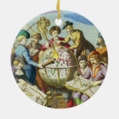 Explorers met de Kaart van het Antiek Wereldbol,  Keramisch Ornament (Achterkant)