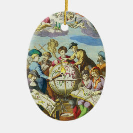  Explorers met de Kaart van het Antiek Wereldbol,  Keramisch Ornament