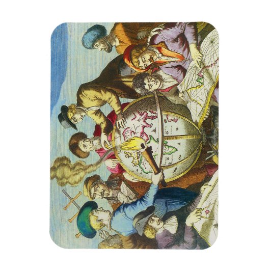  Explorers met de Kaart van het Antiek Wereldbol,  Magneet (Verticaal)