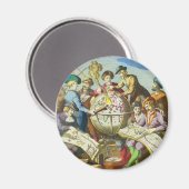 Explorers met de Kaart van het Antiek Wereldbol, Magneet (Voorkant / Achterkant)