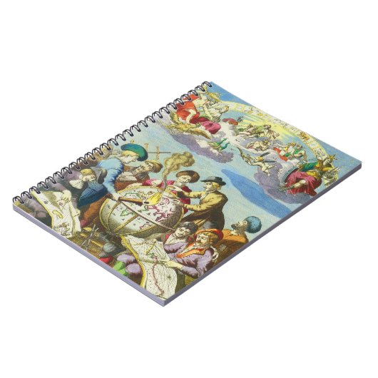  Explorers met de Kaart van het Antiek Wereldbol,  Notitieboek (Linkerzijde)