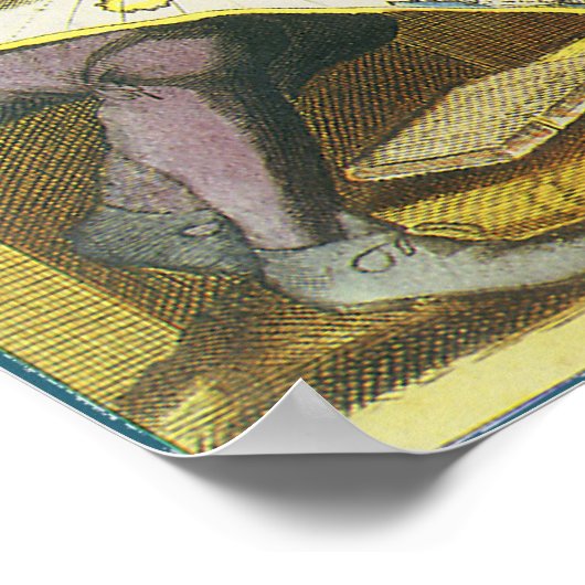  Explorers met de Kaart van het Antiek Wereldbol,  Poster (Hoek)