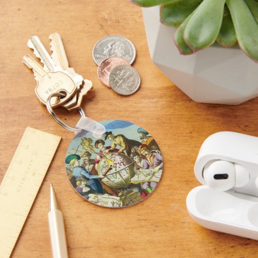 Explorers met de Kaart van het Antiek Wereldbol,  Sleutelhanger (Bureau)