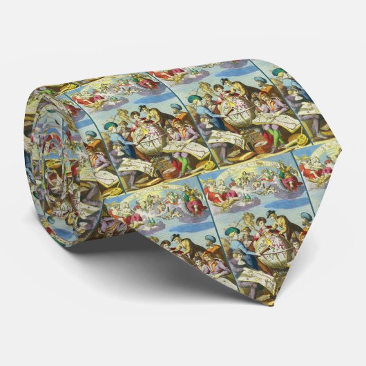 Explorers met de Kaart van het Antiek Wereldbol, Stropdas (Opgerold)