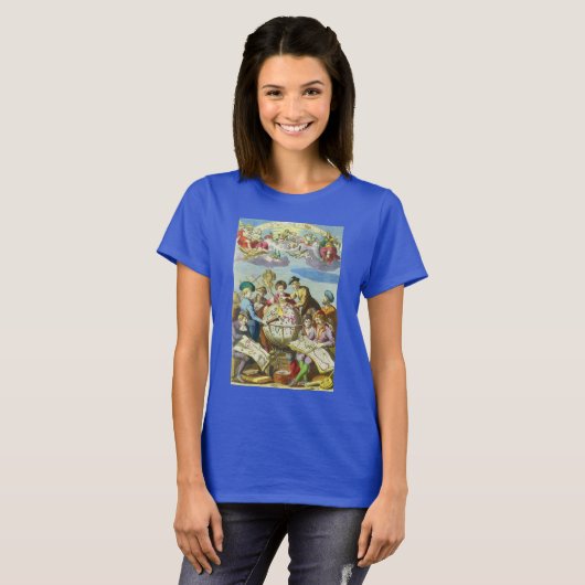 Explorers met de Kaart van het Antiek Wereldbol, T-shirt (Voorkant volledig)