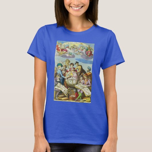 Explorers met de Kaart van het Antiek Wereldbol, T-shirt (Voorkant)
