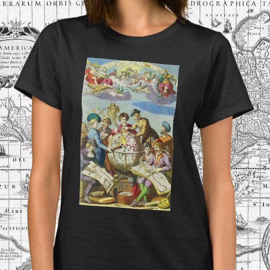  Explorers met de Kaart van het Antiek Wereldbol,  T-shirt