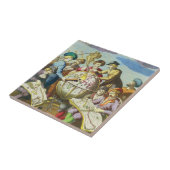  Explorers met de Kaart van het Antiek Wereldbol,  Tegeltje (Zijkant)