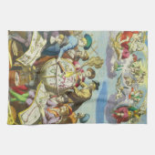  Explorers met de Kaart van het Antiek Wereldbol,  Theedoek (Horizontaal)