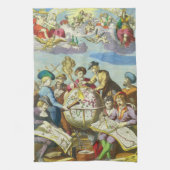  Explorers met de Kaart van het Antiek Wereldbol,  Theedoek (Verticaal)