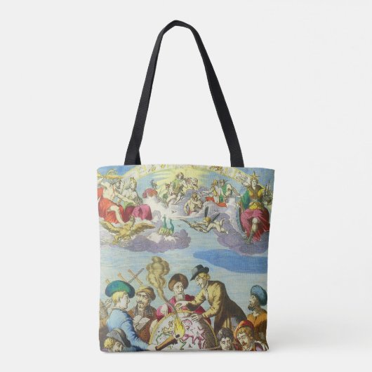  Explorers met de Kaart van het Antiek Wereldbol,  Tote Bag (Achterkant)