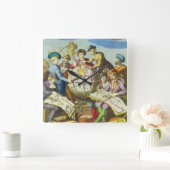 Explorers met de Kaart van het Antiek Wereldbol, Vierkante Klok (Huis)