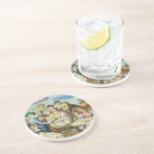 Explorers met de Kaart van het Antiek Wereldbol,  Zandsteen Onderzetter (Zijkant)