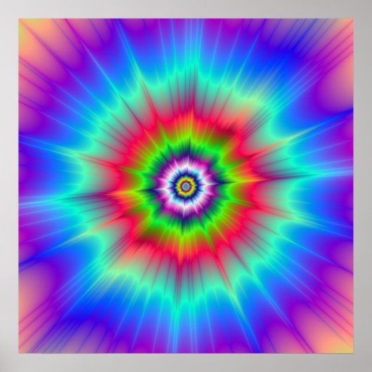 Explosie in Blue Red Green en Violet Poster (Voorkant)
