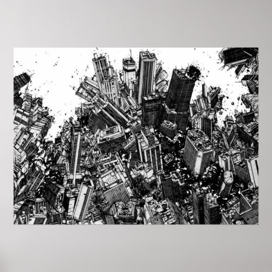 Explosie manga-strip in de stad Akira cyberpunk Poster (Voorkant)