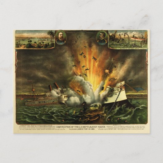 Explosie op de Amerikaanse marine Briefkaart (Voorkant)
