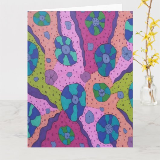 Explosie van Abstracte kleurentekening Kaart (Gele Bloem)