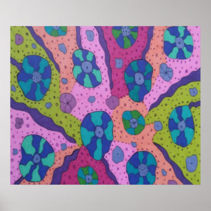 Explosie van Abstracte kleurentekening Poster