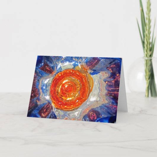 Explosie van Cosmos Art Glass - Van Gogh Oranje Su Feestdagen Kaart (Voorkant)