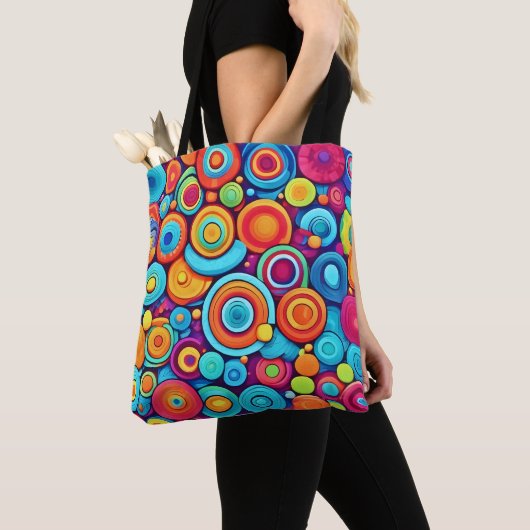 explosie van een levendige cirkel tote bag (Dichtbij)