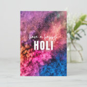 Explosie van heldere kleuren met prettig Holi-wens Bedankkaart (Staand voorkant)