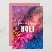 Explosie van heldere kleuren met prettig Holi-wens Bedankkaart (Voorkant / Achterkant)