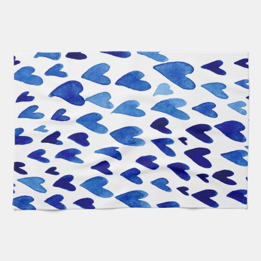 explosie van het hart van de Valentijnsdag - blauw Theedoek (Horizontaal)