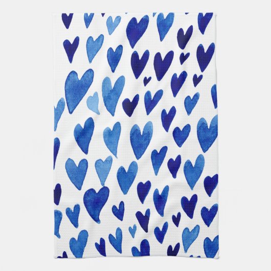 explosie van het hart van de Valentijnsdag - blauw Theedoek (Verticaal)