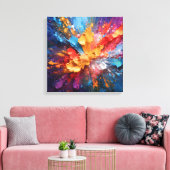 Explosie van kleuren: Abstract kunstmeesterwerk Canvas Afdruk (Insitu (Woonkamer))