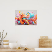 Explosie van pastelkleurige vormen poster (Keuken)