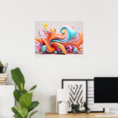 Explosie van pastelkleurige vormen poster (Thuiskantoor)