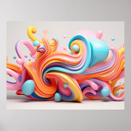Explosie van pastelkleurige vormen poster (Voorkant)