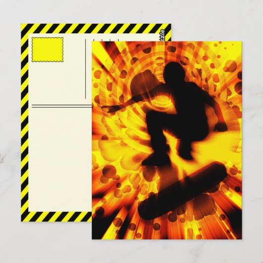 explosie van skateboard briefkaart (Voorkant / Achterkant)